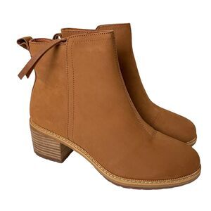 TOMS Womens Ankle Boots Size 9.5 Marina Tan Smooth Waxy Brown Leather NEW